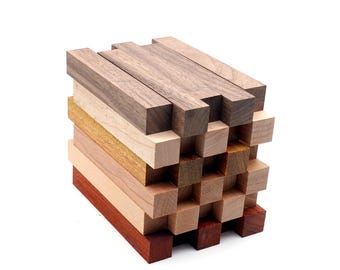 Wood Pen Blanks for Turning-Pen Blanks for Woodturning-Black Walnut,Hard Maple,Merbau,Cherry,Beech,African Padauk-3/4" x 3/4" x 5" (30 Pack)