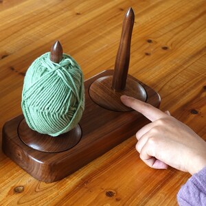 thumbnail image 2 of FantasyDay Double Wooden Yarn Holder - Handmade Crochet Knitting Tool 2 of 11