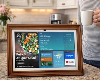 Echo Show 15 Wooden Frame & Holder, Solid Wood Display Frame with Built-In Stand