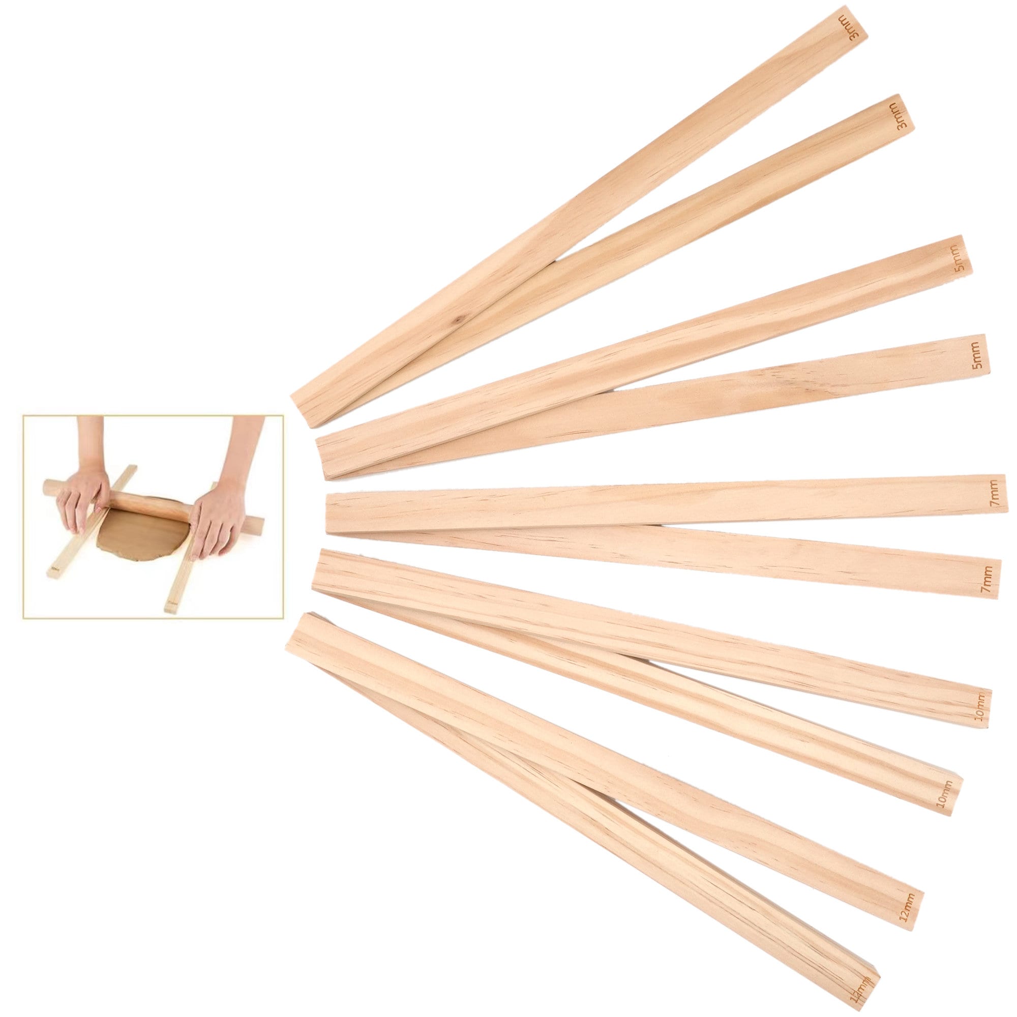 Stick Spitte Guide 10 Pcs Clay Pottery Rolling Guides- 5 Size Wooden Rolling Pin Guides ...