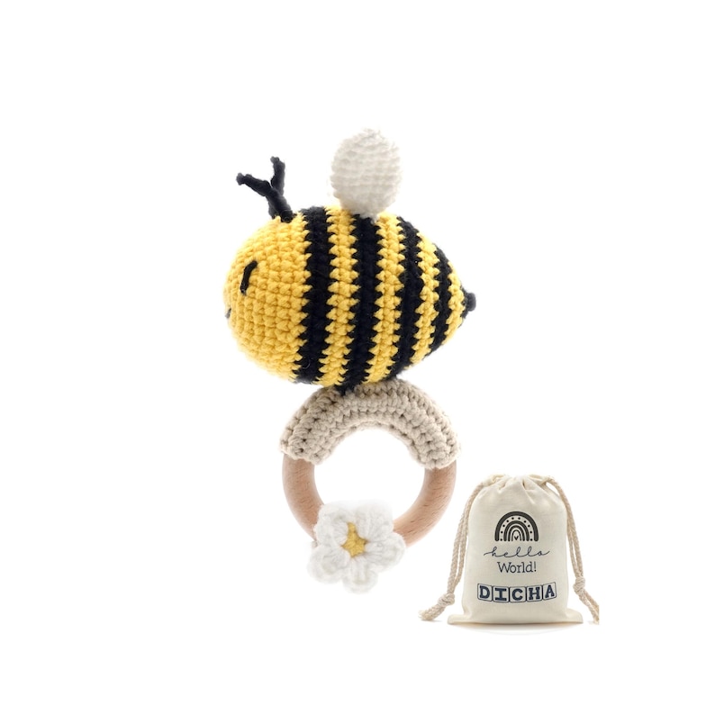 Crochet Bee Baby Rattle - Sensory Toy for Babies - Ideal for Baby ...