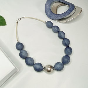 Fashion Women&#39;s Necklace, Blue Jeans Necklace, Designer Women&#39;s Necklace, Iconic Fashion Piece, Blue Beaded Necklace Set