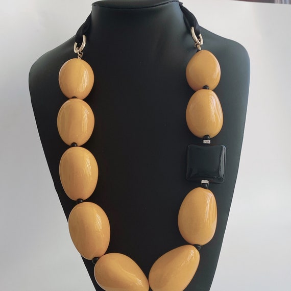 LADIES COLORFUL BEADED YELLOW STONES NECKLACE CHUNKY UNQIUE STATEMENT PIECE B5