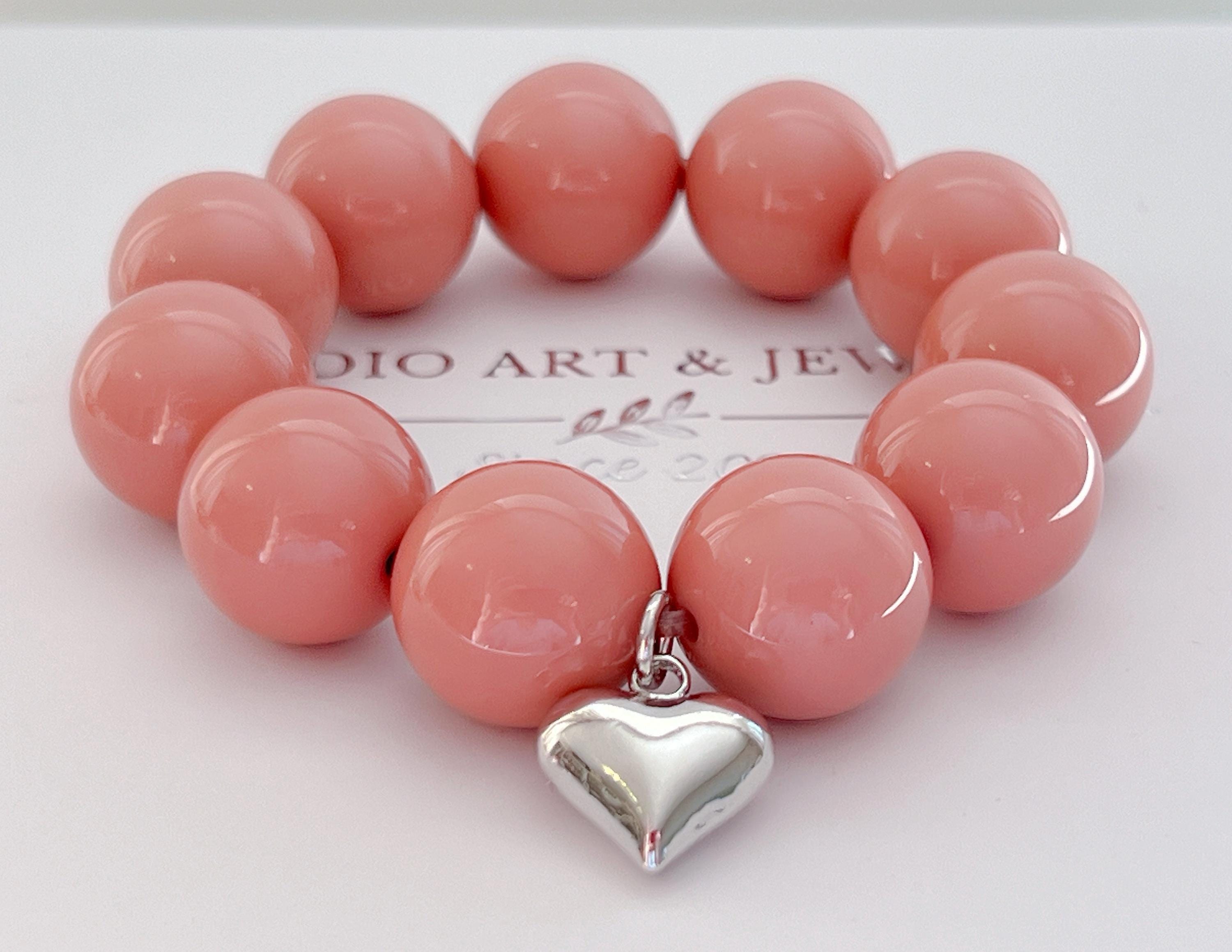 Red Coral Chunky Stretch Bracelet - Etsy