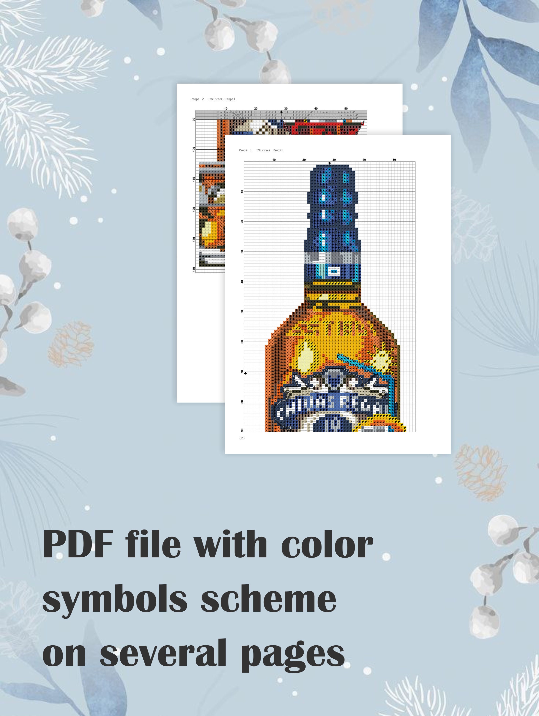 Set of 3 Bottles Alcohol Cross Stitch Pattern PDF, Kitchen Embroidery ...