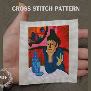 Absinthe Drinker by Picasso cross stitch pattern PDF, Picasso cross stitch chart, Miniature art counted cross stitch, PDF Instant download
