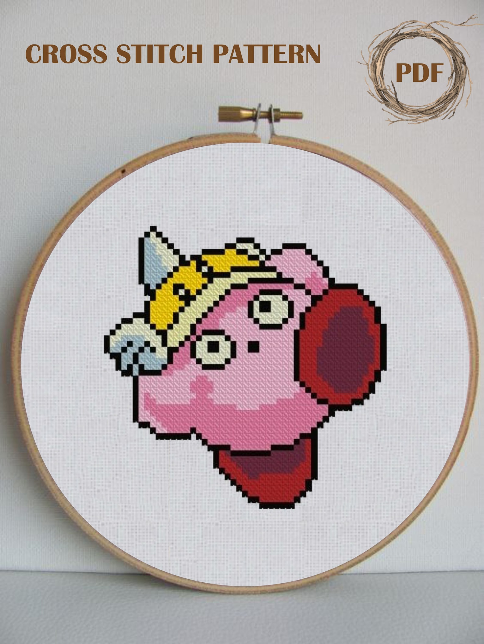 Kirby Cross Stitch Pattern PDF Video Game Kirby Gameboy Etsy