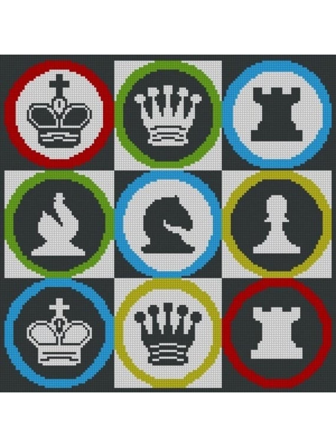 Chess Pieces Cross Stitch Pattern PDF Chess Game Cross - Etsy