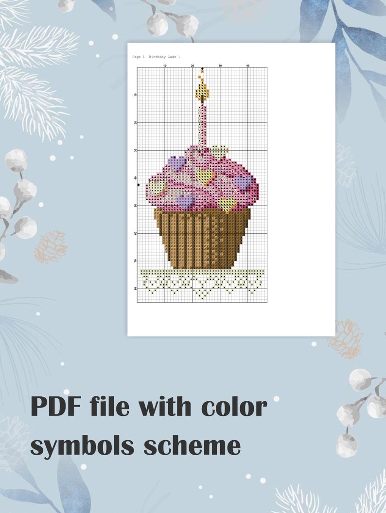 Birthday Cakes Set of 3 Cross Stitch Pattern PDF, Happy Birthday Cake ...