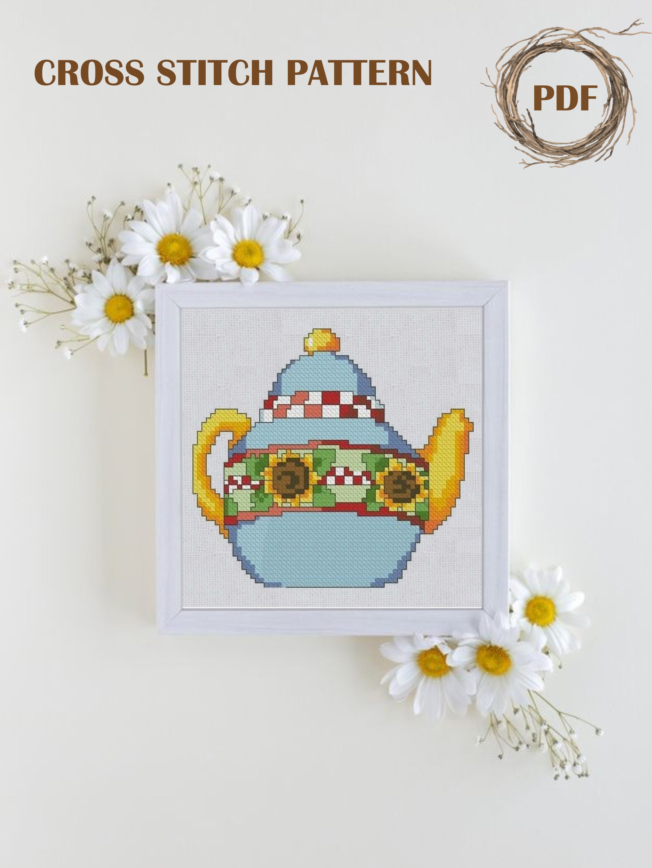 Little Vintage Teapot Cross Stitch Pattern Kitchen Decor PDF Etsy UK