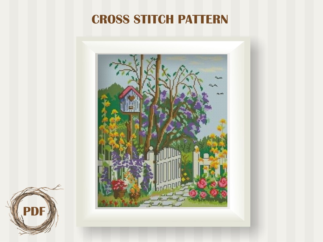 Spring Landscape Cross Stitch Pattern PDF, Nature Counted Cross Stitch ...