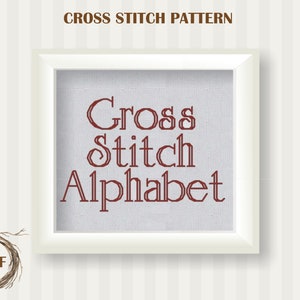 Easy Alphabet cross stitch pattern PDF, Basic Font counted cross stitch, Simple Font Embroidery, Full Alphabet letters cross stitch chart