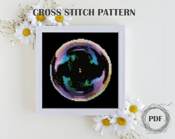 Colorful Soap Bubble cross stitch pattern PDF, Multicolor Soap Bubbles Cross Stitch, Bathroom decor, Bubbles Embroidery Instant Download PDF