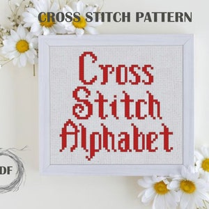 Christmas Alphabet Cross Stitch Pattern PDF, Christmas ABC Cross Stitch Chart, Full alphabet embroidery design for Christmas decor