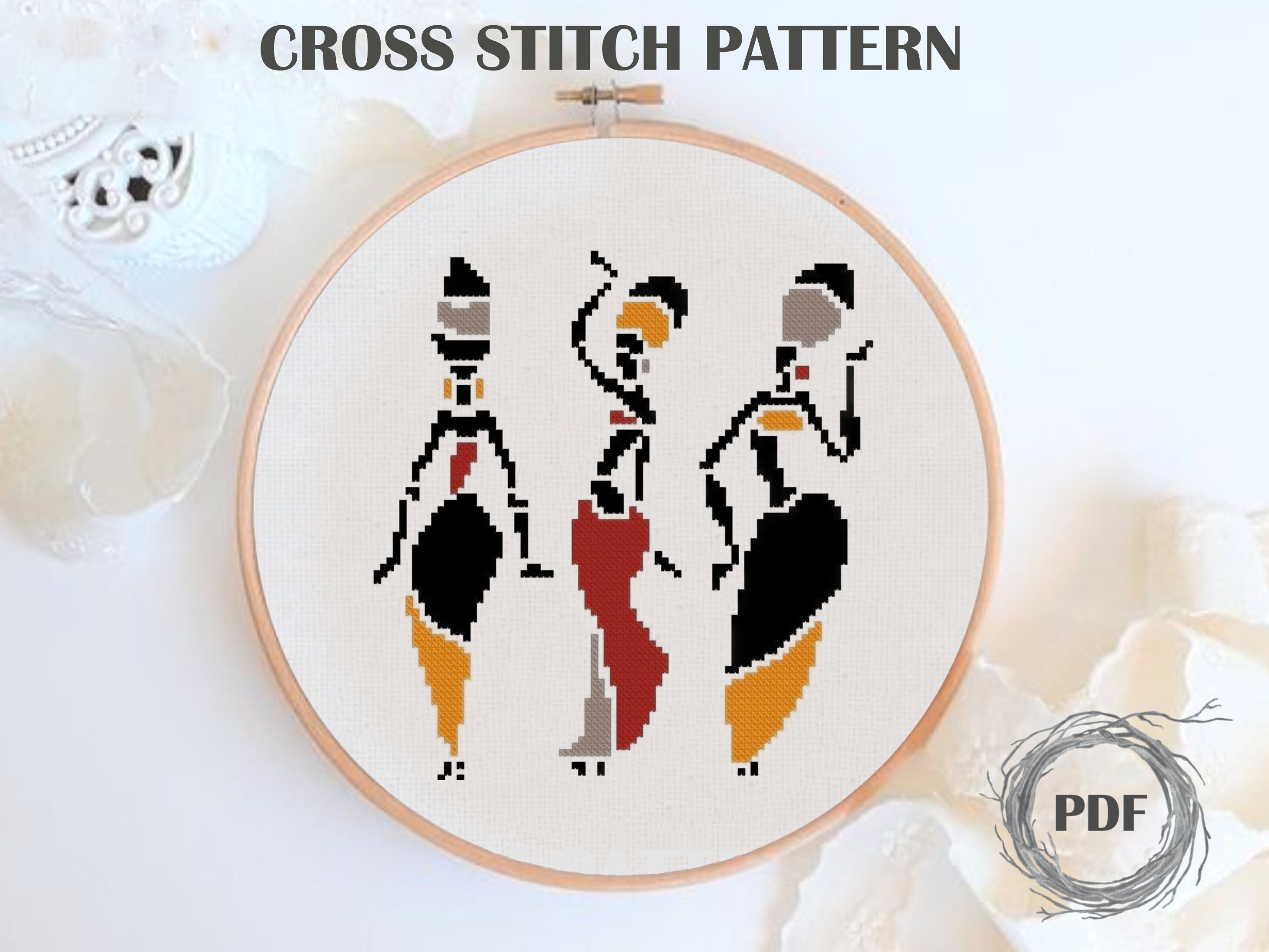 African Woman Dance Cross Stitch Pattern PDF Abstraction Etsy UK