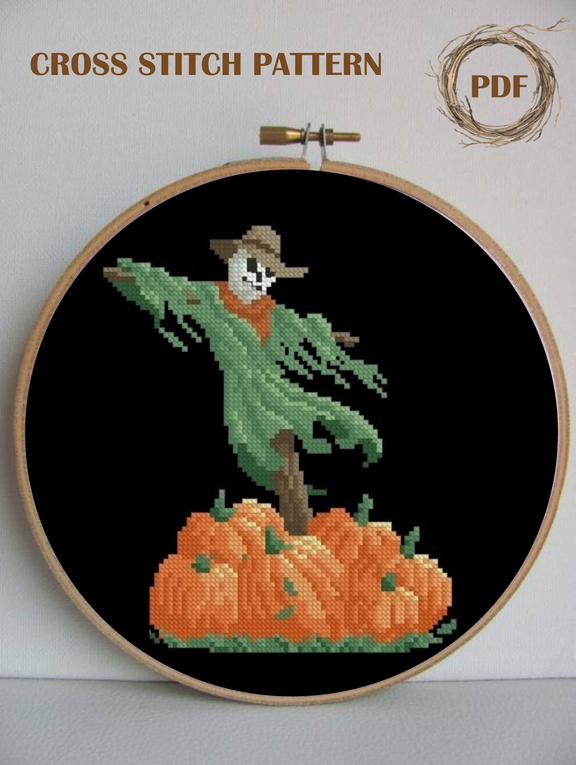 Spooky Scarecrow Halloween Cross Stitch Pattern PDF Horror Etsy Espa a