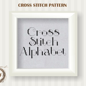 Elegant alphabet cross stitch pattern PDF, Full alphabet cross stitch chart, Font counted cross stitch, Letters embroidery, Instant download