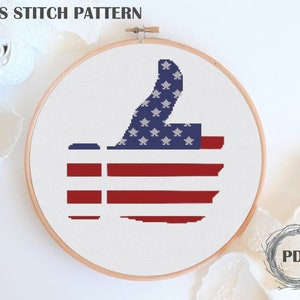 Patriotic Cross Stitch Pattern, USA cross stitch, Independence day cross stitch, American flag, Instant download, 4th of July Cross Stitch