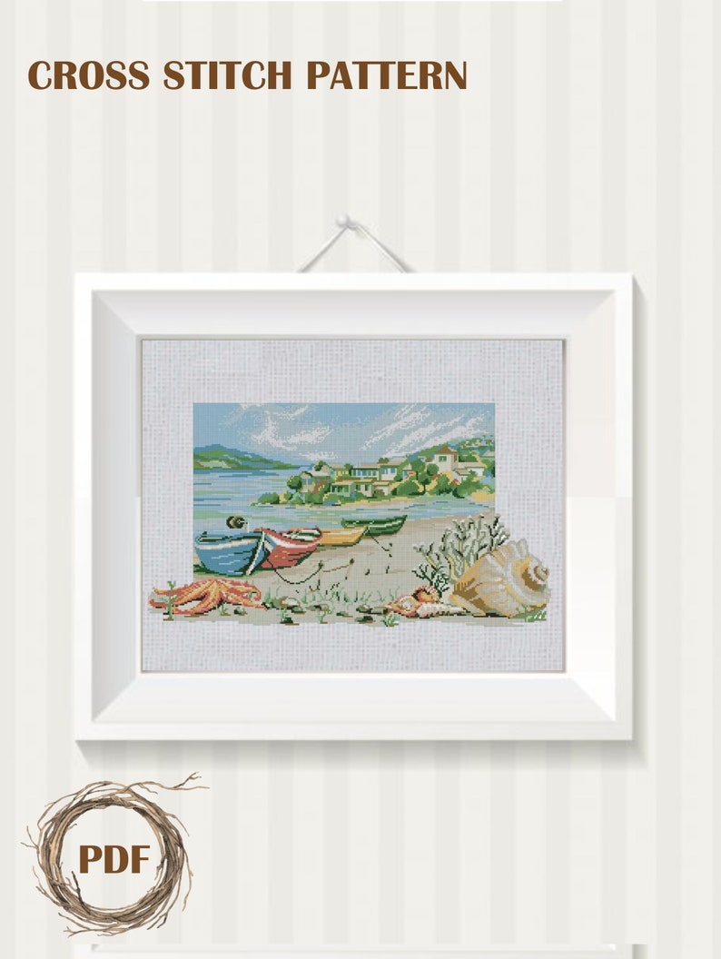 Seascape Cross Stitch Pattern PDF Marine Counted Cross - Etsy