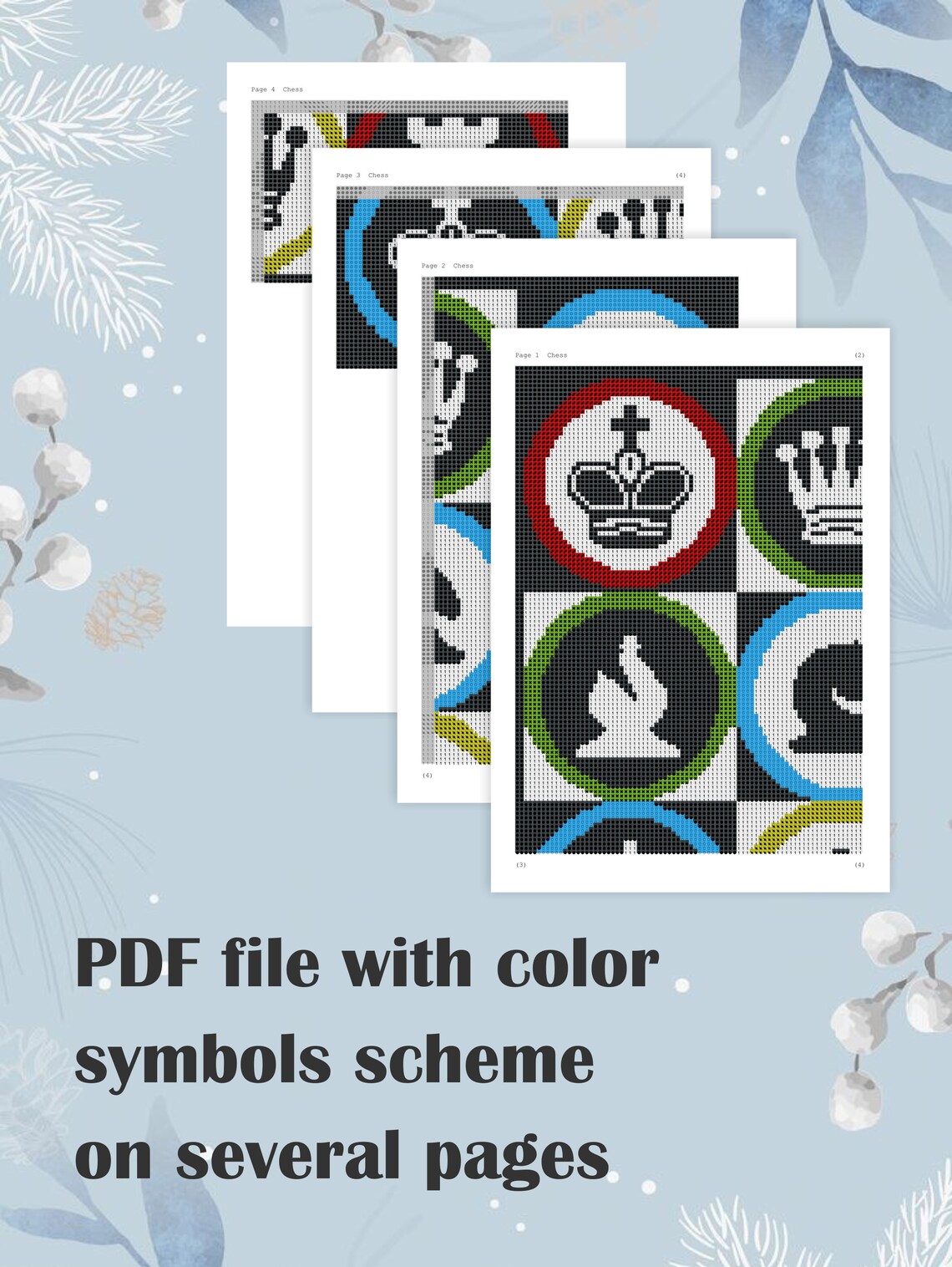 Chess Pieces Cross Stitch Pattern PDF Chess Game Cross - Etsy