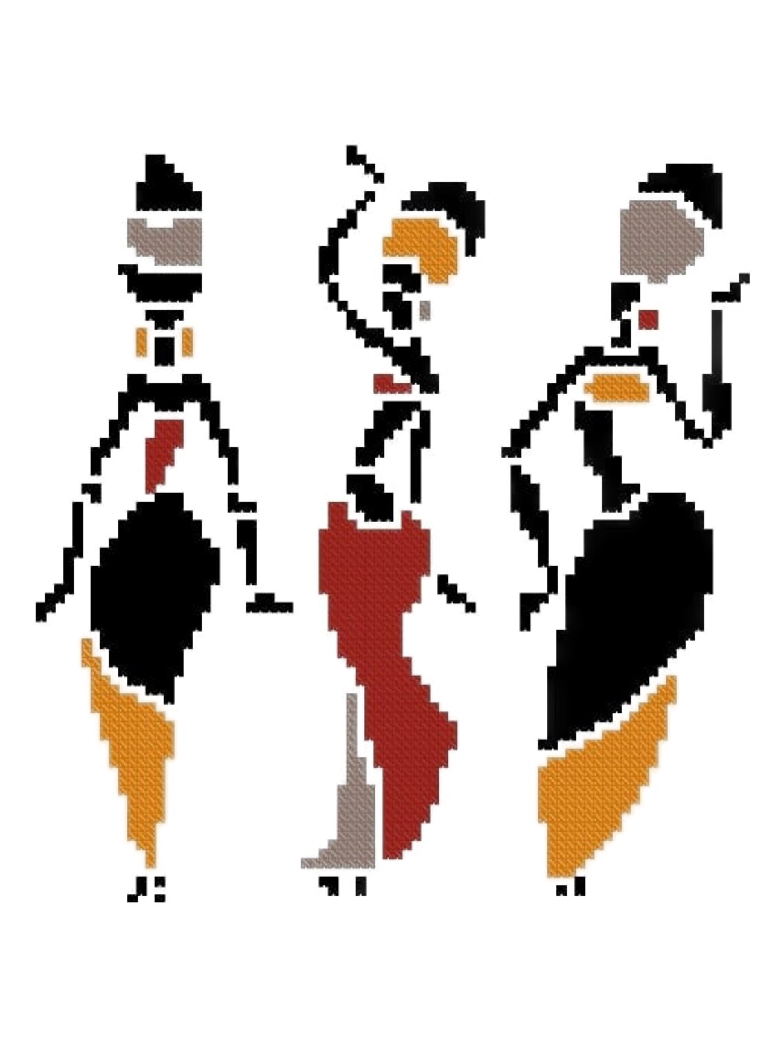 African Woman Dance Cross Stitch Pattern PDF Abstraction Etsy