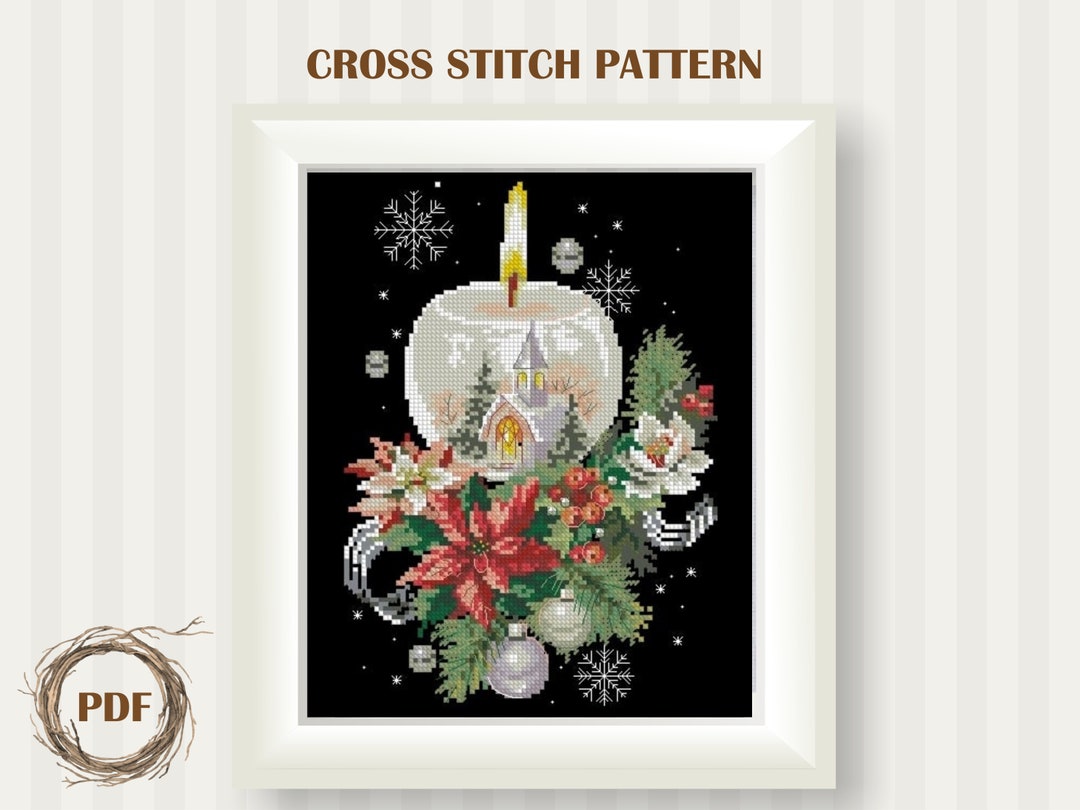 Christmas Candle Cross Stitch Pattern Winter Counted Cross Etsy