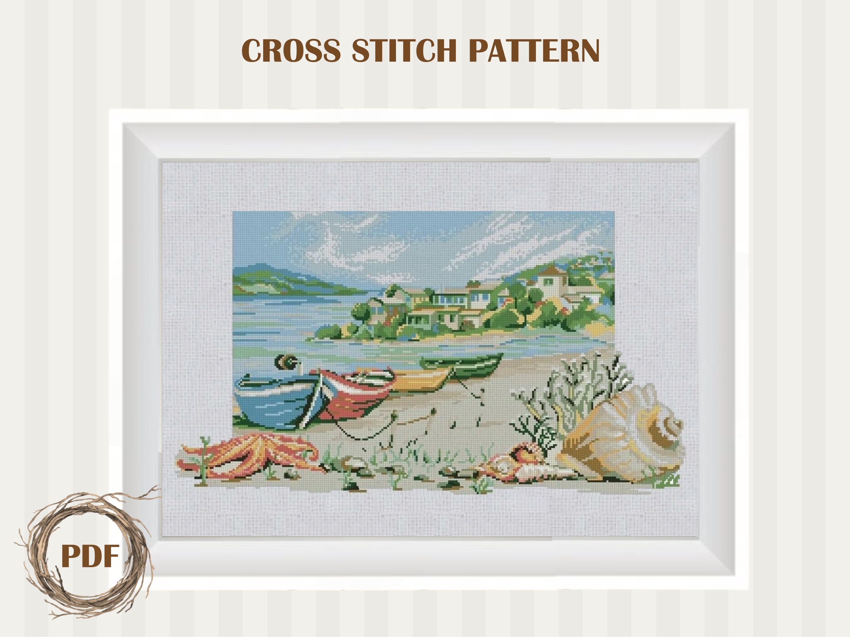 Seascape Cross Stitch Pattern PDF Marine Counted Cross - Etsy