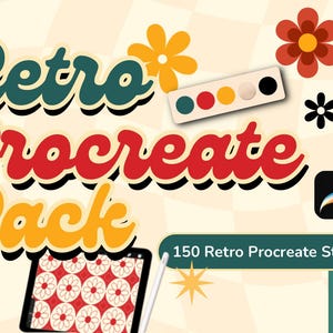 Tampons Retro Procreate : Pack de pinceaux groovy (téléchargement numérique)