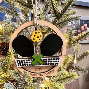 Pickleball Paddles & Net Ornament | Christmas | Laser Cut | Laser Engraved | Personalized
