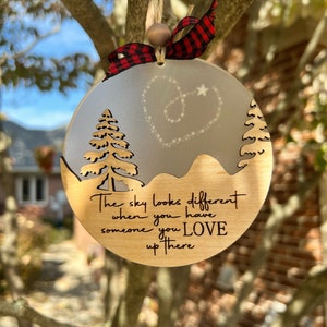 The Sky Looks Different | Remembrance | Wood and Acrylic Ornament | Memorial Gift | Grief Gift | Baby Memorial | Pet | Loved One | Christmas