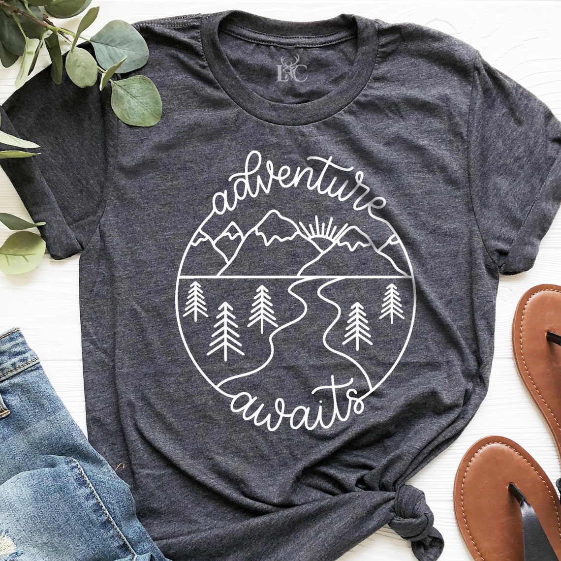 Adventure Awaits Mountain Hiking T-shirt Camp Shirt Nature | Etsy
