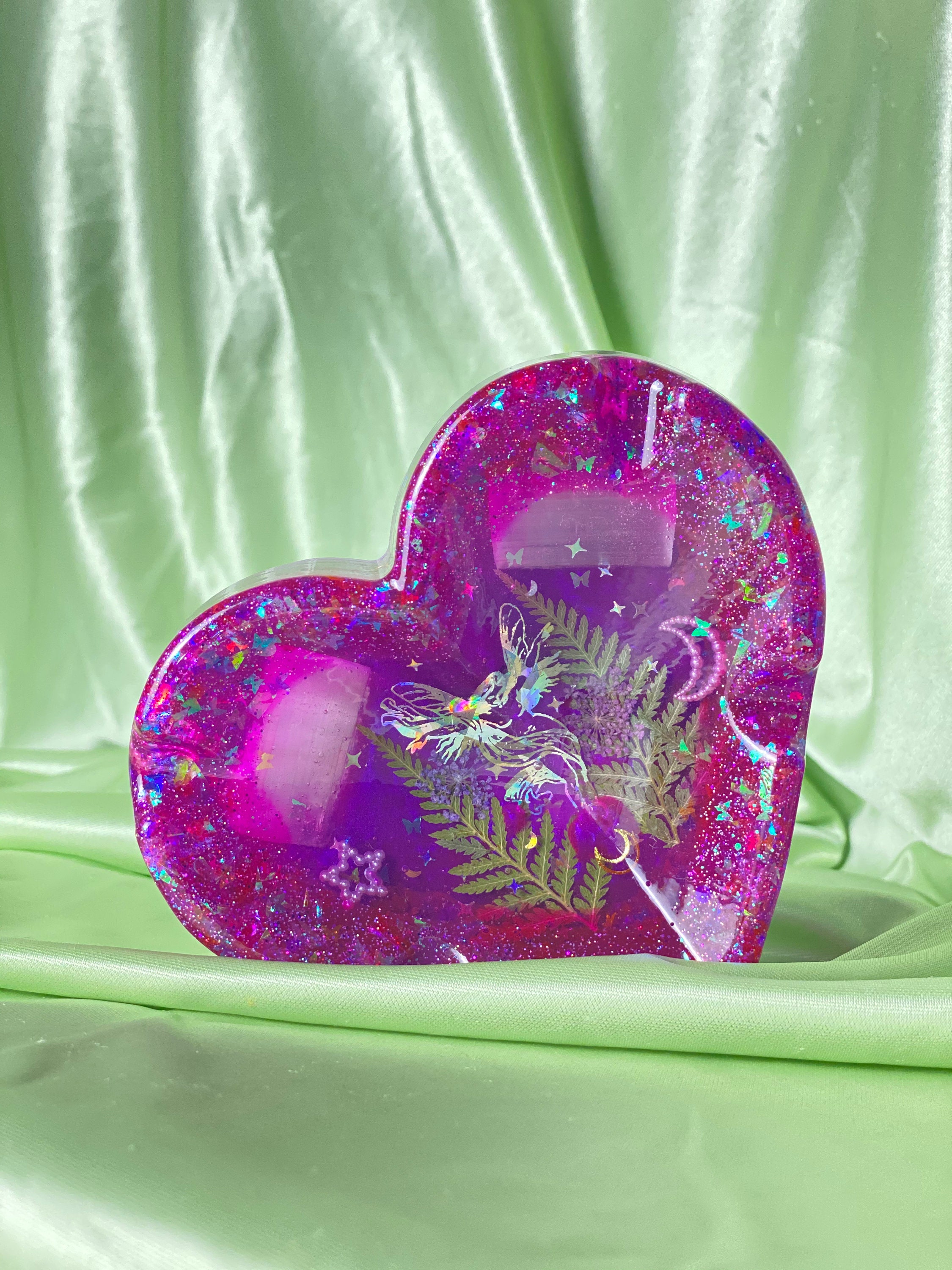 Faerie Fairy Inspired Heart Ashtray with Selenite Resin | Etsy