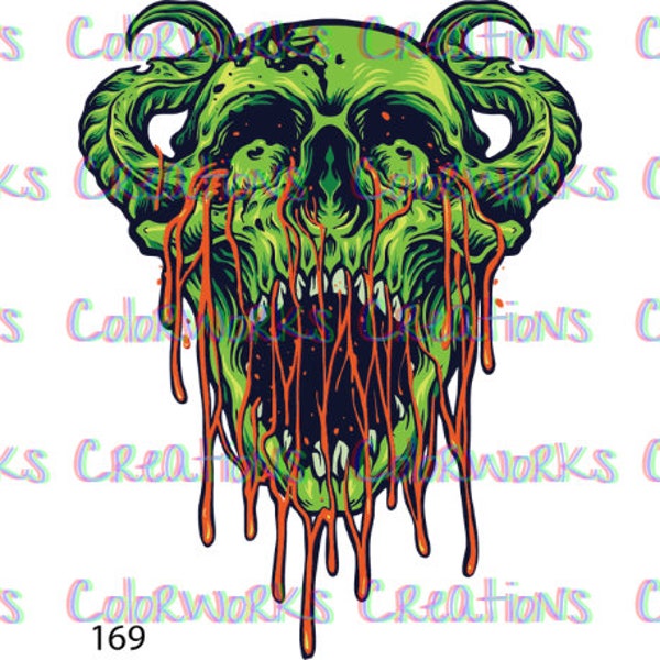 Skull with Horns Laser Printed Waterslide Decal for Tumblers Ready to Use Tumbler Supplies Printed Image Transfer Design Tumbler Decal