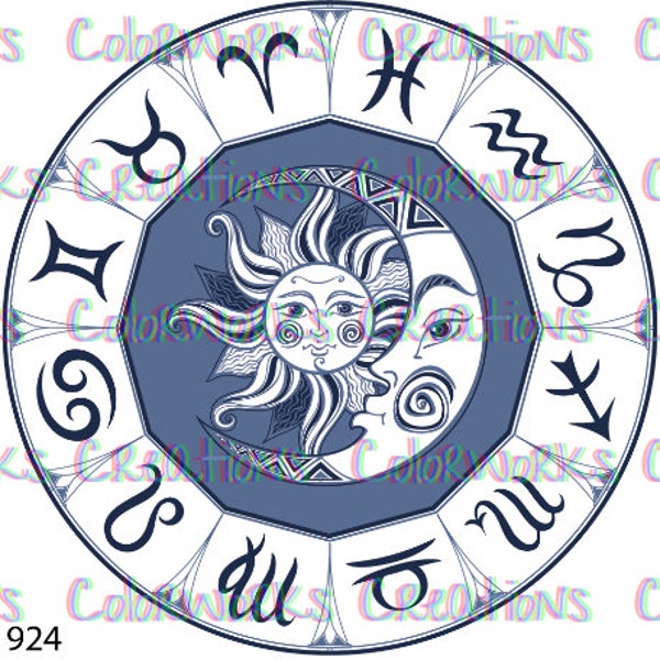 Zodiac Wheel Laser Printed Waterslide Decal for Tumblers Ready to Use Tumbler Supplies Printed Image Transfer Design Astrology