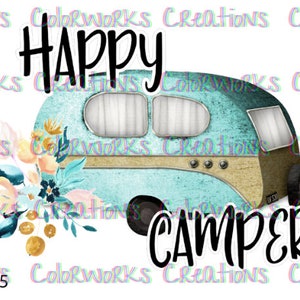 Happy Camper Laser Printed Waterslide Decal for Tumblers Ready to Use Tumbler Supplies Printed Image Transfer Outdoors Design Tumbler Decal