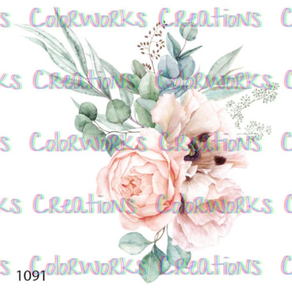 Floral Bouquet Laser Printed Waterslide Decal for Tumblers Ready to Use Tumbler Supplies Printed Image Transfer Design Tumbler Decal Flowers