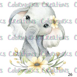Elephant with Flower Laser Printed Waterslide Decal for Tumblers Ready to Use Tumbler Supplies Printed Image Transfer Design Tumbler Decal