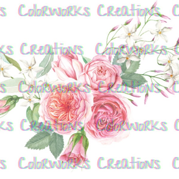 Floral Bouquet Laser Printed Waterslide Decal for Tumblers Ready to Use Tumbler Supplies Printed Image Peonies Roses Tumbler Decal Flowers