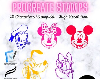 20 caracteres de conjunto de pinceles/sellos para PROCREATE // Pegatinas digitales personalizadas de Procreate a GOODNOTES // sellos de pincel procreados dibujados a mano