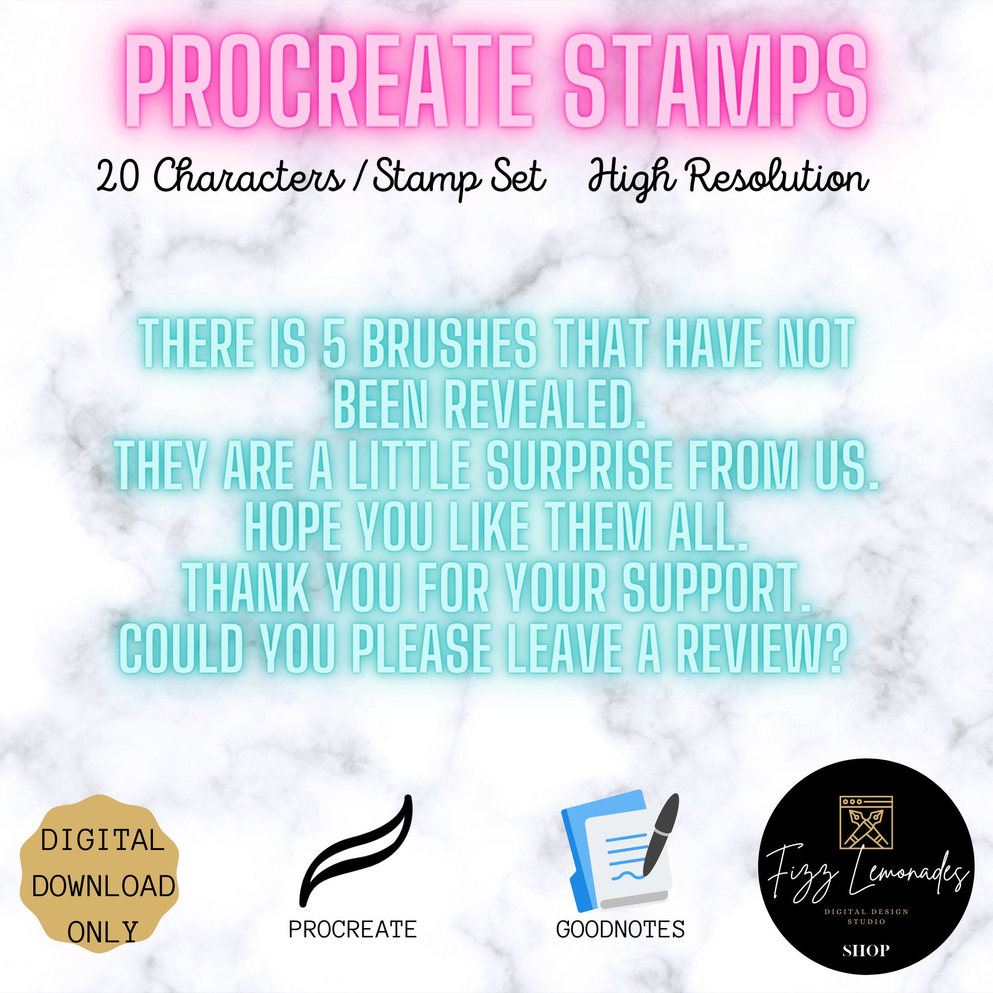 20 Brush/stamp Set Characters for PROCREATE // Custom From Procreate to ...