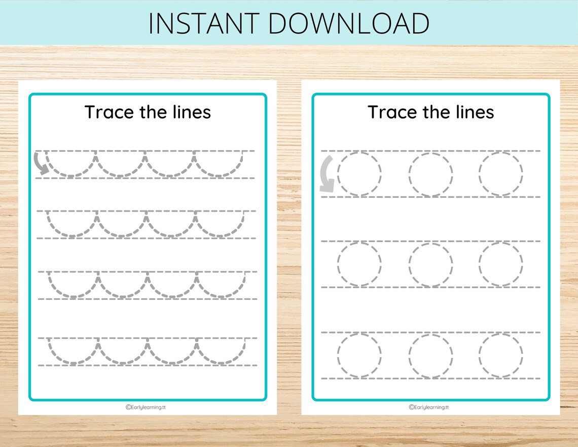 pencil control worksheets tracing practice for children etsy