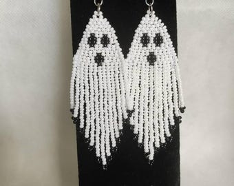 Handmade Ghostly Ghost Beaded Earrings