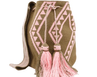 Bestseller WAYUU Bag Handmade, Large Crochet Cross Body Bag, Original Colombian Bucket Bag, Crochet Purse Handmade, Cute Crochet Tote Bag