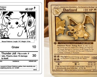 3D houten Pokemon kaart Pikachu knagen/laser gegraveerd/Pokemon cadeau/DXF/SVG/PNG/lbrn2
