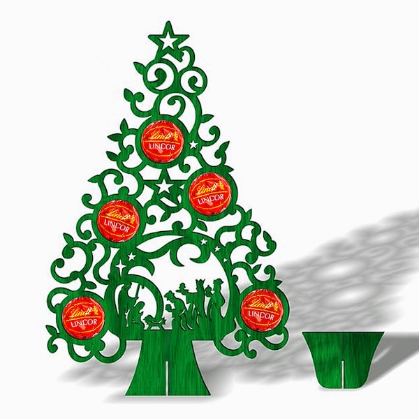 Christmas tree with chocolate -Lindor-, Christmas tree chocolate holder, Christmas Decorations, Christmas Ornament SVG Bundle, DXF