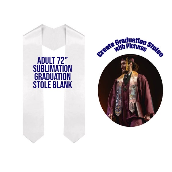 72 Inch Graduation Stole Blank for Sublimation | Grad Stole Blank | Adult Graduation Sash Blank | White Graduation Stole Blank | Grad Sash