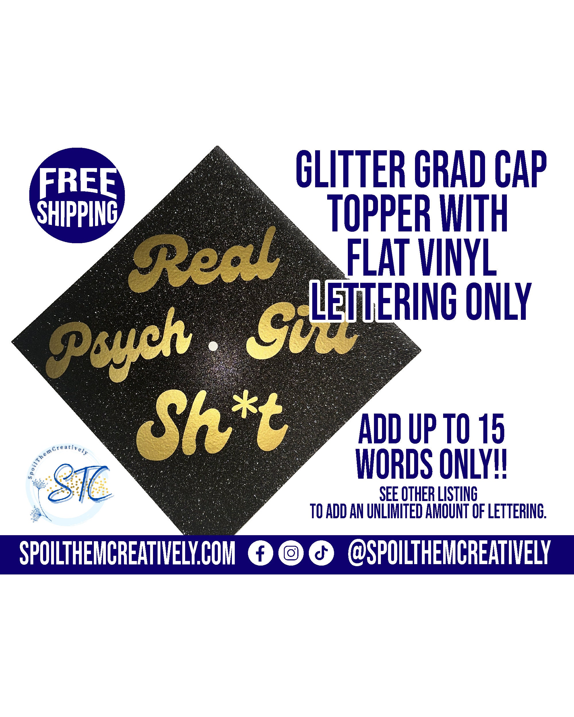Glitter Cardstock Graduation Cap Topper Base 