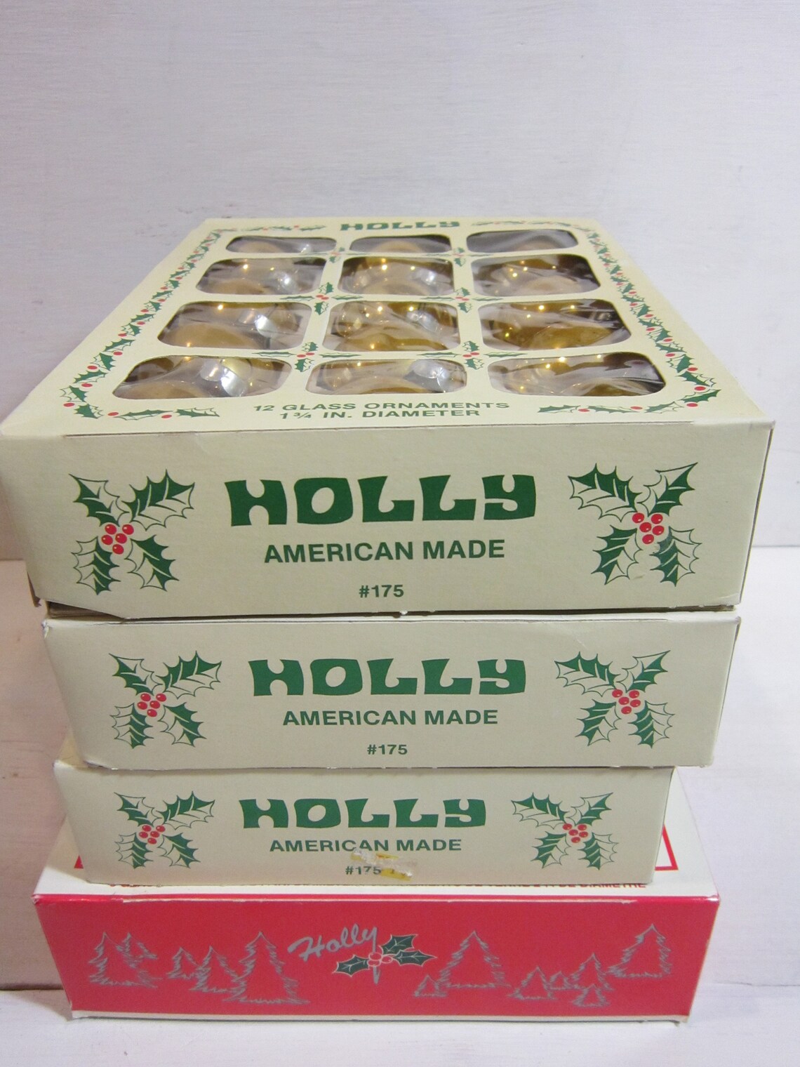 Vintage Holly Brand Christmas Tree Glass Ornaments 4 Boxes Etsy