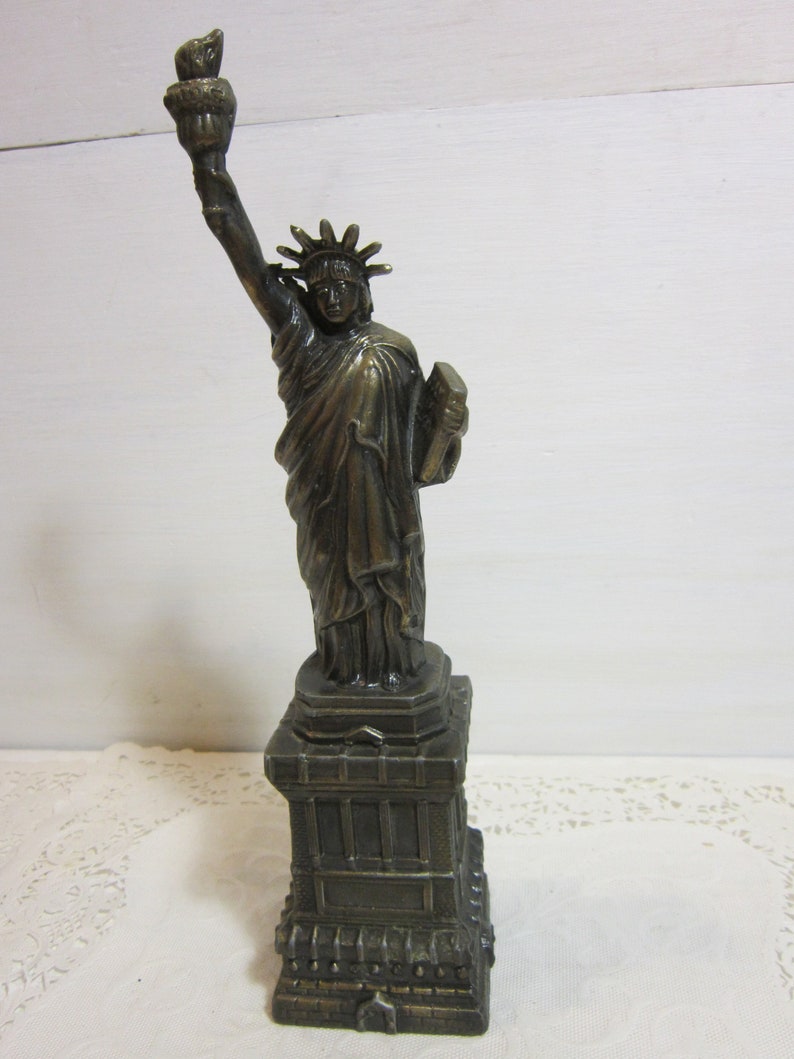 Vintage Bronze Colored Cast Metal Statue of Liberty Figure Etsy