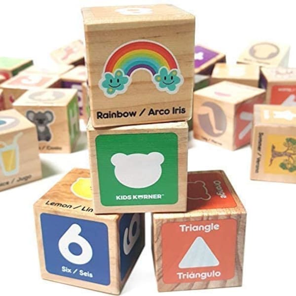 Wooden Educational Abc Blocks Etsy